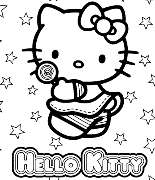  ... con estrellas | Dibujos de Kitty para Pintar | Dibujos para Colorear