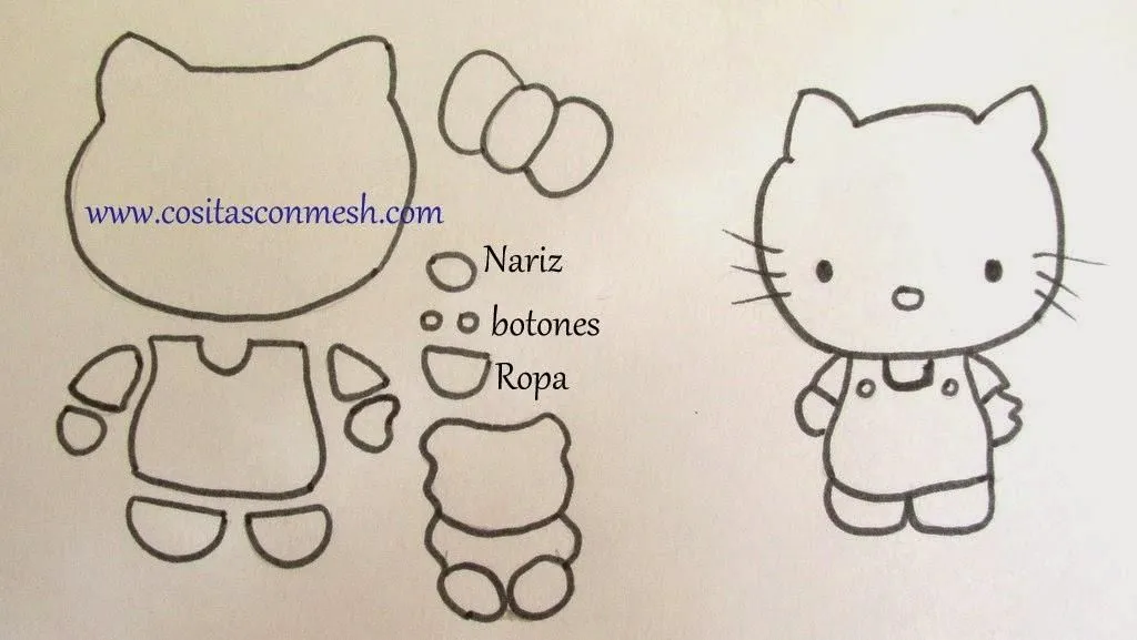 Cómo hacer hello kitty en Goma eva | Manualidades Cómo hacer hello kitty en Goma eva | Manualidades