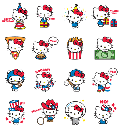 Hello Kitty, Hello USA! Line Sticker - Rumors City Hello Kitty, Hello USA! Line Sticker - Rumors City