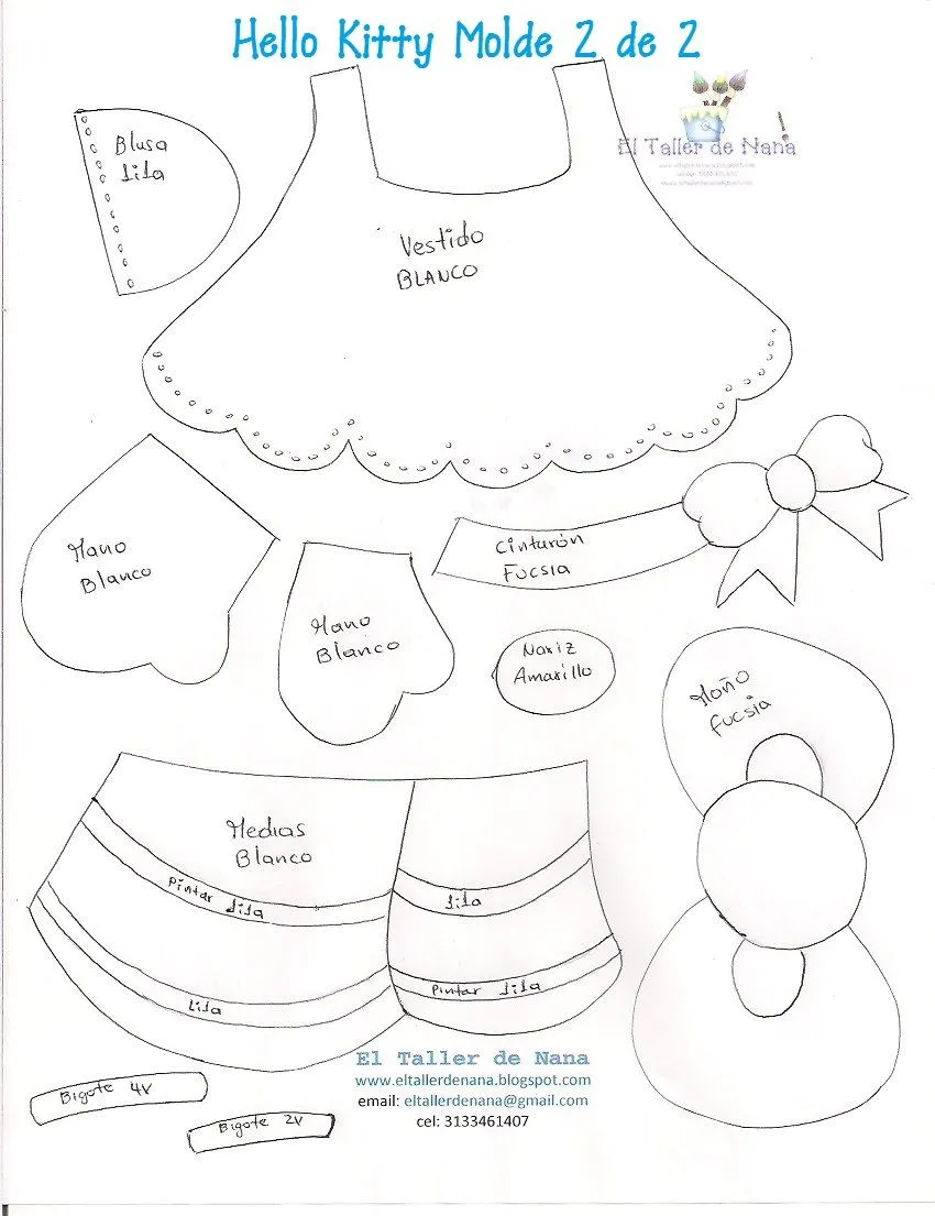 Hello Kitty - Molde gratis - El Taller de Nana Hello Kitty - Molde gratis - El Taller de Nana