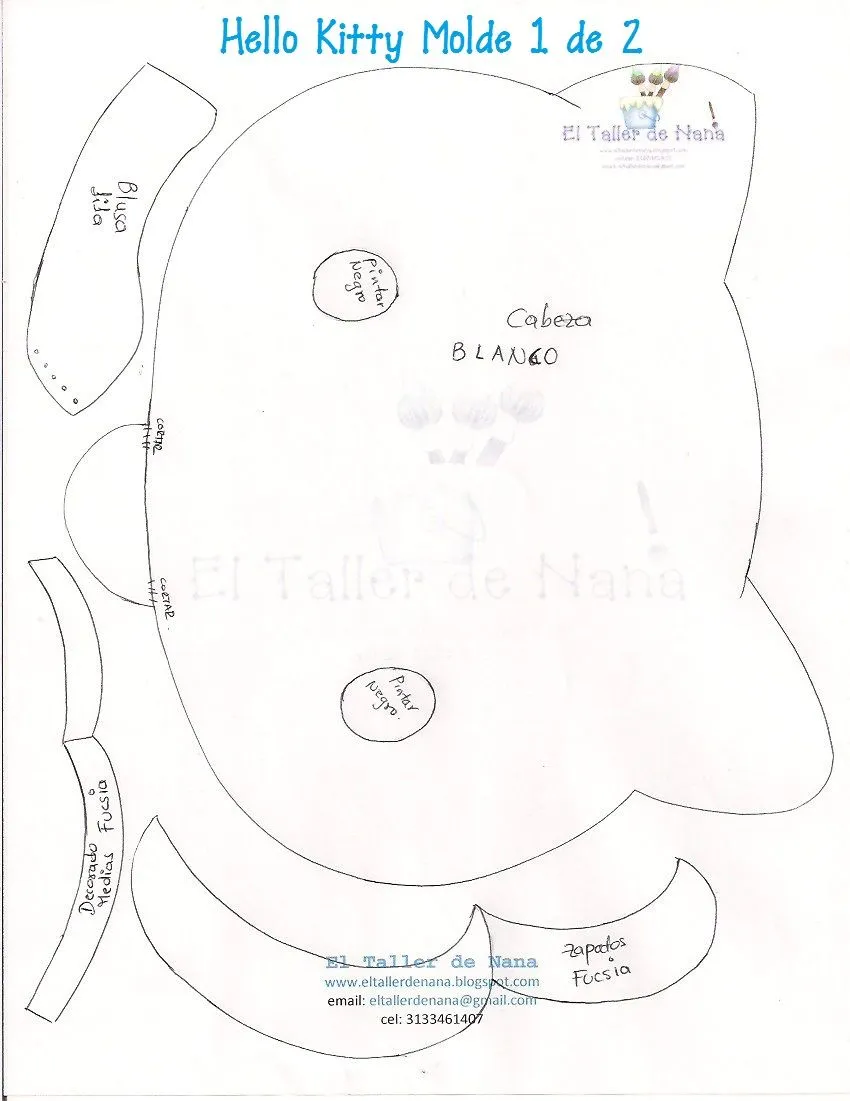 Hello Kitty - Molde gratis - El Taller de Nana Hello Kitty - Molde gratis - El Taller de Nana