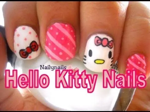Hello Kitty Nails - Uñas de Hello Kitty - YouTube