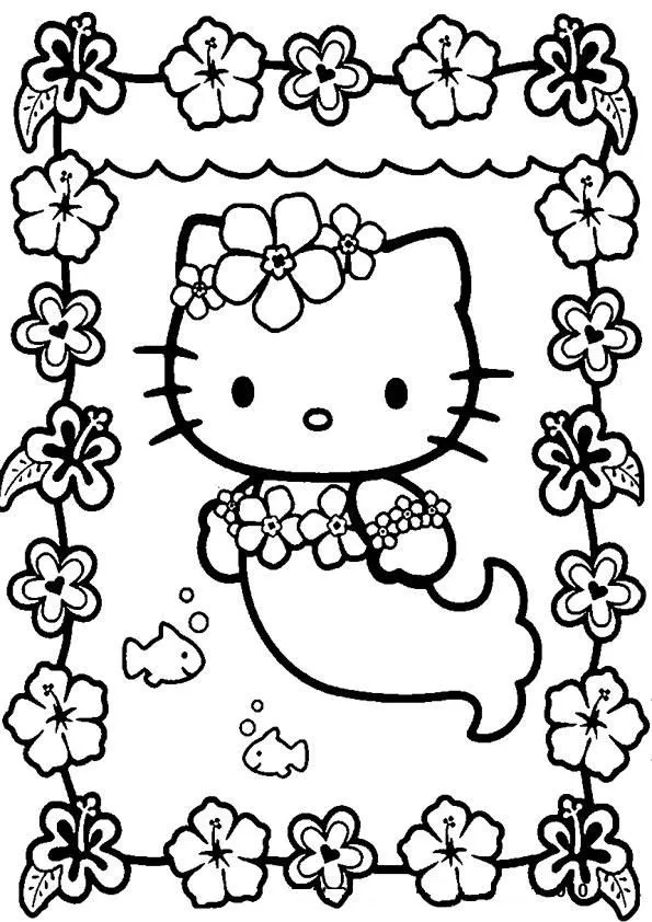 Hello Kitty Sirena para colorear