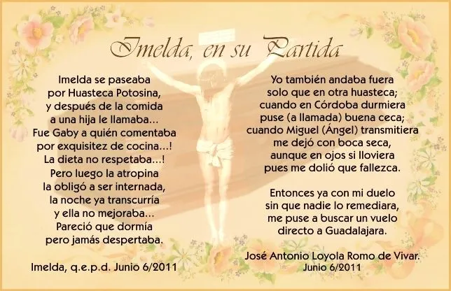 Mi Hermana Imelda, Jun. 6-2011 | RINCON POETICO LOYOLA Mi Hermana Imelda, Jun. 6-2011 | RINCON POETICO LOYOLA