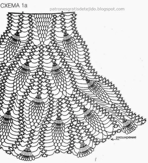 Hermosa falda tejida al crochet - con patrones | Crochet y Dos agujas