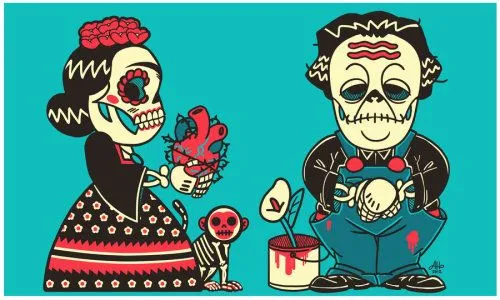 Hermosa ilustración de Frida y Diego calacas... | Museo Dolores Olmedo Hermosa ilustración de Frida y Diego calacas... | Museo Dolores Olmedo