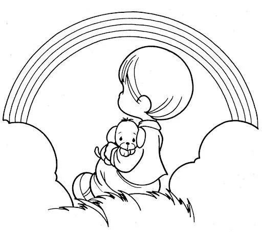 Hermosa imagen para colorear de un niño cargando un perrito y está ...