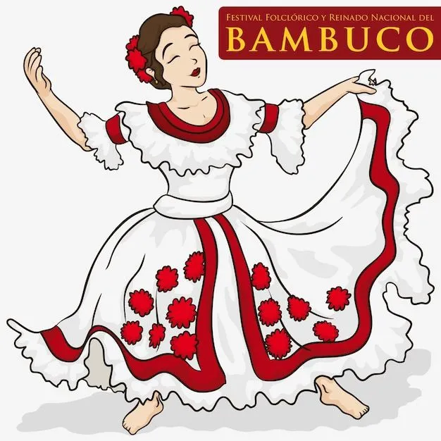 Hermosa mujer vistiendo un vestido tradicional colombiano para bailar bambuco | Vector Premium Hermosa mujer vistiendo un vestido tradicional colombiano para bailar bambuco | Vector Premium