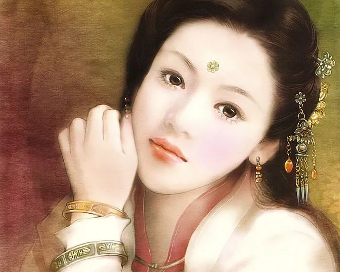 HERMOSA PINTURA CHINA DE MUJERES. ARTISTA ABRAXSIS DER JEN ...