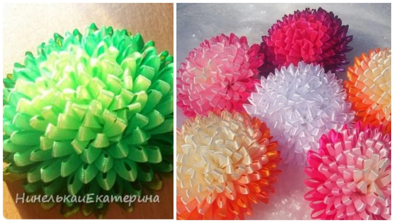 Cómo hacer hermosas flores pomposas con listón ~ lodijoella