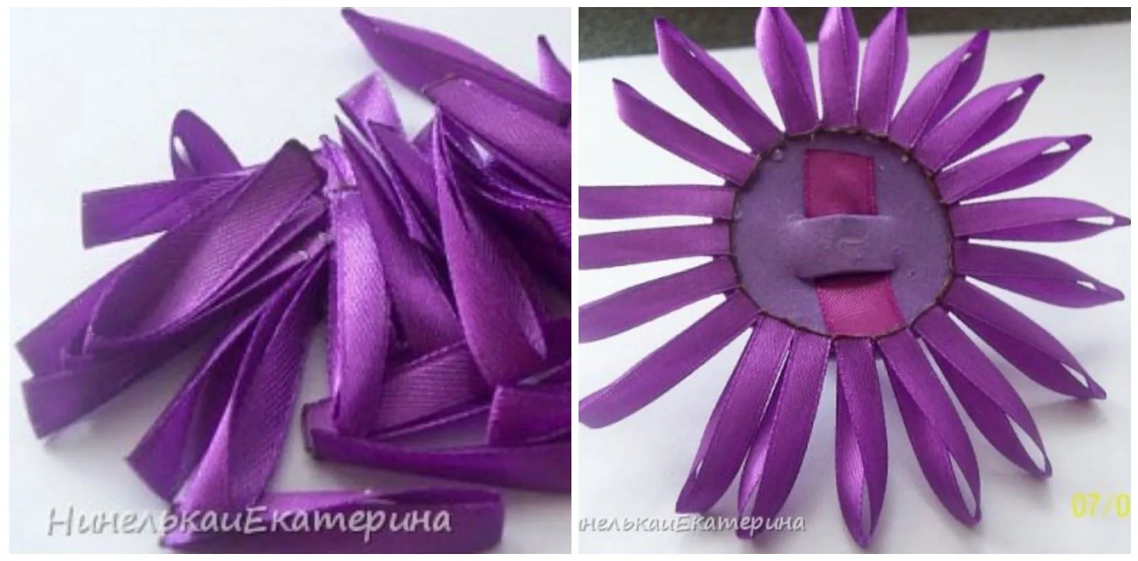 Cómo hacer hermosas flores pomposas con listón ~ lodijoella