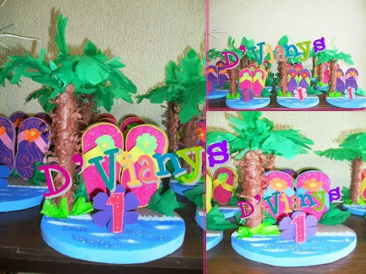 Hermosas hawaianas para centro de mesa | Fiesta | Pinterest | Mesas