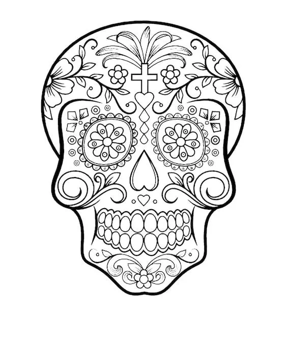 Hermosas páginas para colorear de calaveras de azúcar 50 - Etsy México