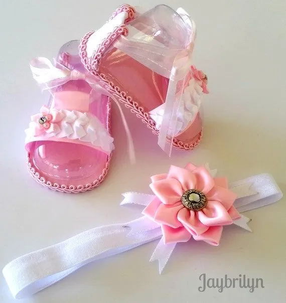 Hermosas Sandalias con Diadema para Bebé Recién por Jaybrilyn