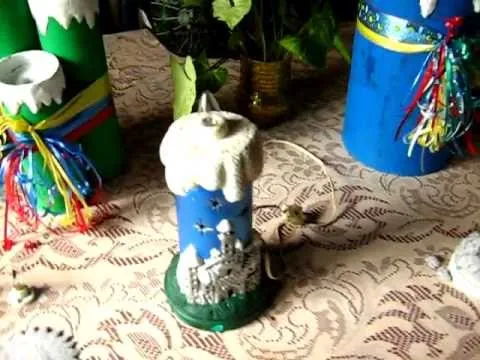 Hermosas velas navideñas en material reciclable - YouTube Hermosas velas navideñas en material reciclable - YouTube