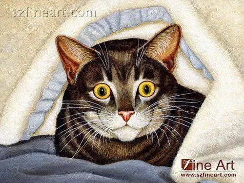 Hermosa pintura al óleo abstracta pintura al óleo animal de gato ...