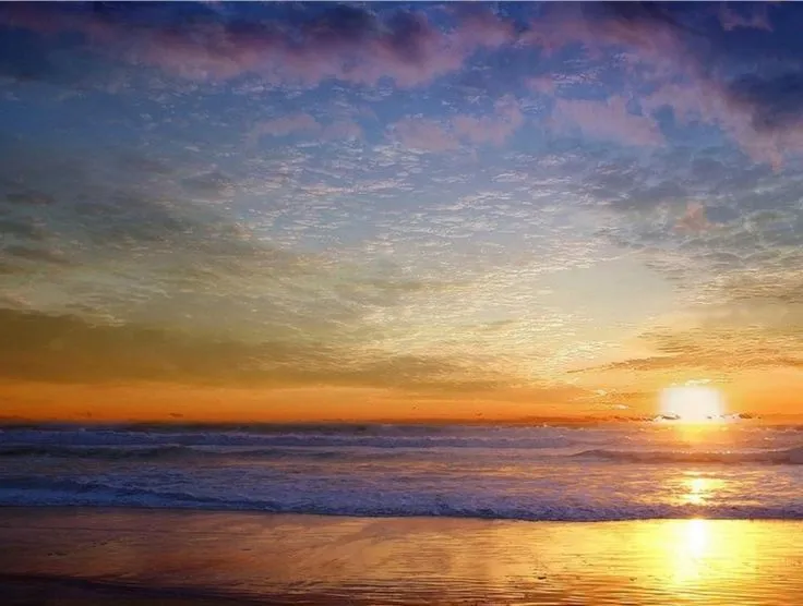 Un hermoso atardecer plasmado en un lienzo. El cuadro pintado al ... Un hermoso atardecer plasmado en un lienzo. El cuadro pintado al ...