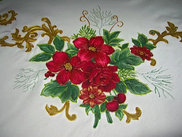 Hermoso Mantel Redondo Navideño Con Aplicaciones Y Bordado ...