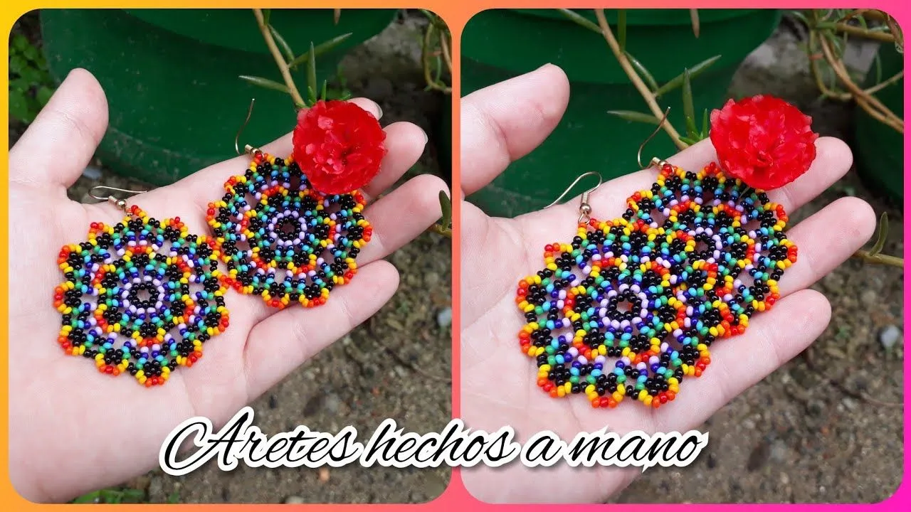 HERMOSOS ARETES EN MOSTACILLA (paso a paso) | Diy seed bead earrings,  Beaded earrings tutorials, Beaded jewelry patterns