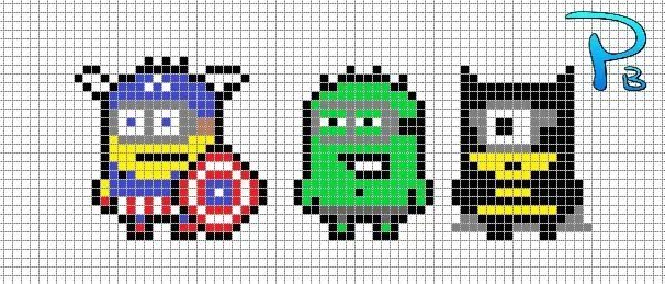 Hero Minions perler pattern - Patrones Beads / Plantillas para ... Hero Minions perler pattern - Patrones Beads / Plantillas para ...