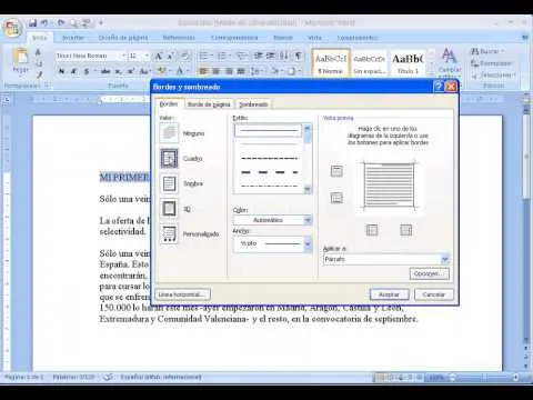 La herramienta bordes en word 2007 - YouTube