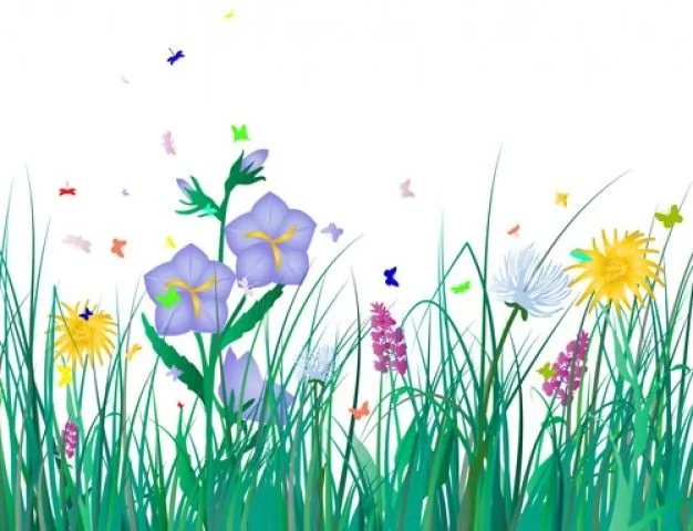 Hierba con flores libre de libélulas y mariposas | Descargar ...