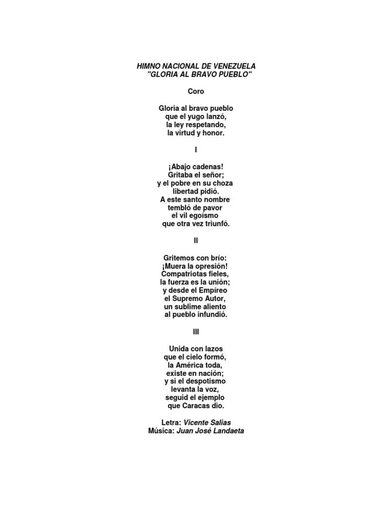 Himno Nacional de Venezuela | PDF | Gobierno | Science Himno Nacional de Venezuela | PDF | Gobierno | Science