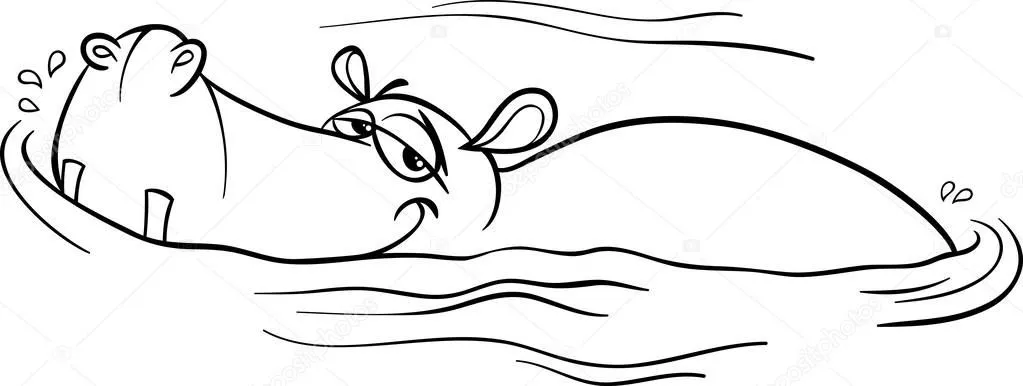Hipopótamos en el río para colorear página — Vector stock ... Hipopótamos en el río para colorear página — Vector stock ...