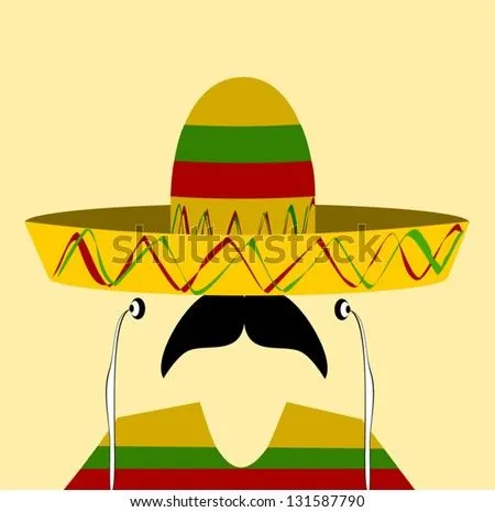 Hispanic Man Wearing Earphones And Sombrero Ilustración vectorial ...