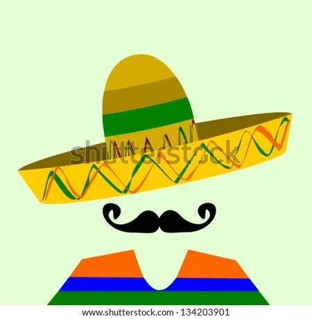Hispanic Man With Sombrero And Large Mustache Ilustración ...
