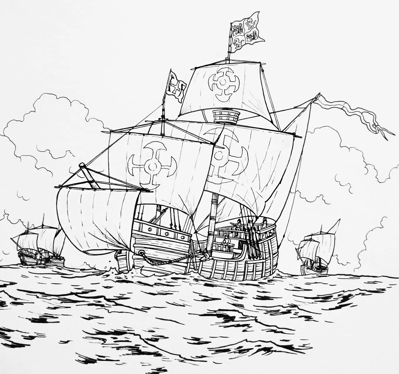 Historia de las civilizaciones: Momentos del descubrimiento de América para colorear (historia para niños) Historia de las civilizaciones: Momentos del descubrimiento de América para colorear (historia para niños)