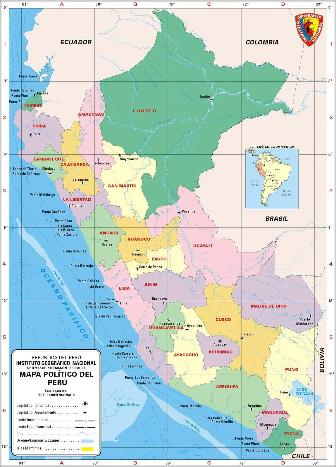 Historia y Geografía: Mapas - América del Sur, Perú y Tacna