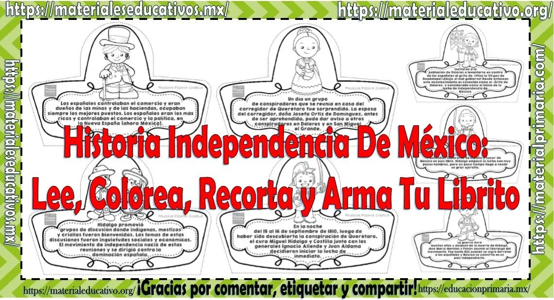 Historia Independencia de México: lee, colorea, recorta y arma tu librito |  Material Educativo