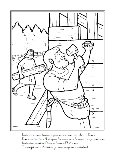 Historias Bíblicas para colorear: Noé contruyendo el Arca para ... Historias Bíblicas para colorear: Noé contruyendo el Arca para ...