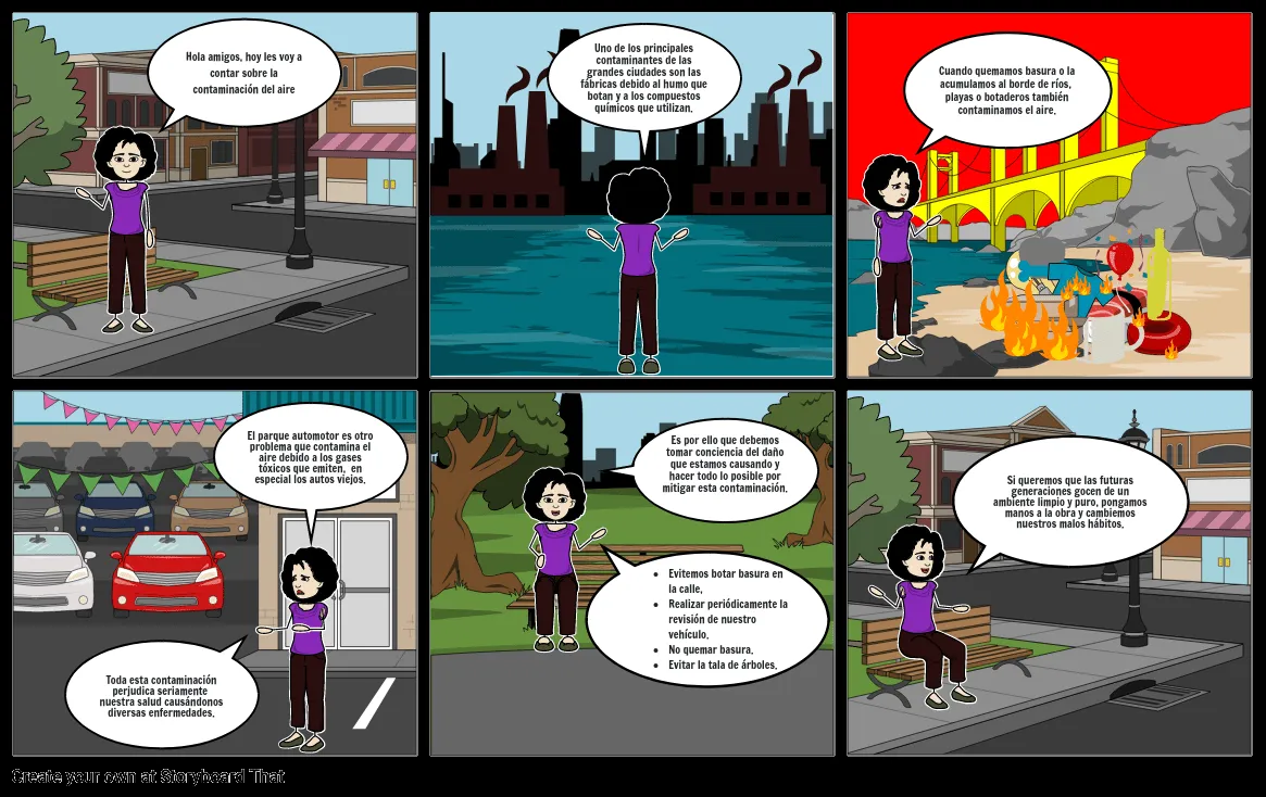 Historieta sobre contaminación del aire Storyboard Historieta sobre contaminación del aire Storyboard