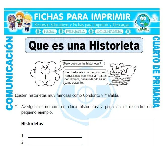Que es una Historieta para Cuarto de Primaria - Fichas para Imprimir Que es una Historieta para Cuarto de Primaria - Fichas para Imprimir
