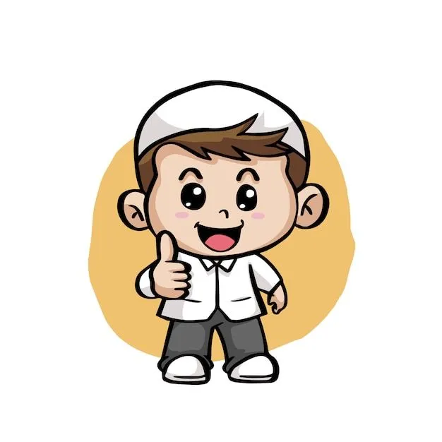 Historieta linda feliz niños musulmanes | Vector Premium Historieta linda feliz niños musulmanes | Vector Premium