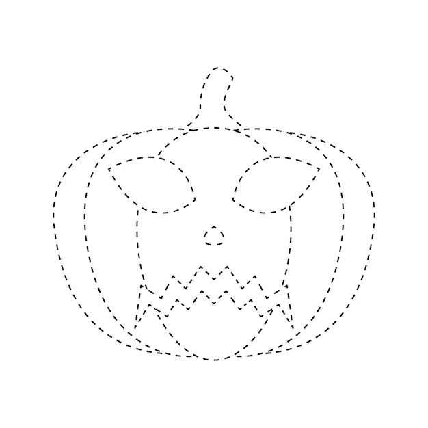 Hoja de trabajo de calco de calabaza de halloween para niños | Vector Premium Hoja de trabajo de calco de calabaza de halloween para niños | Vector Premium