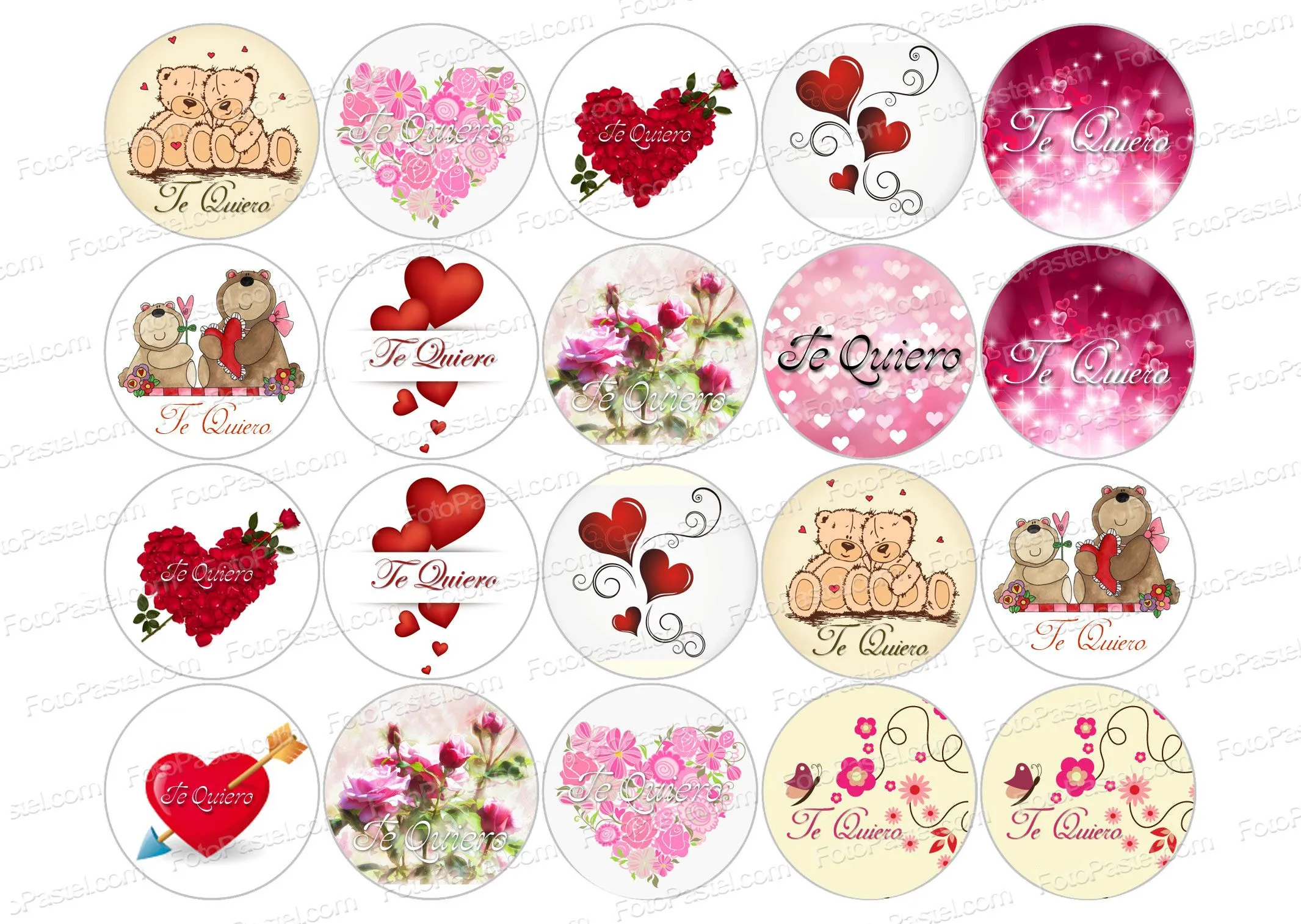 Papel comestible San Valentin 4 - 1 hoja con 20 circulos de 5 cm ...