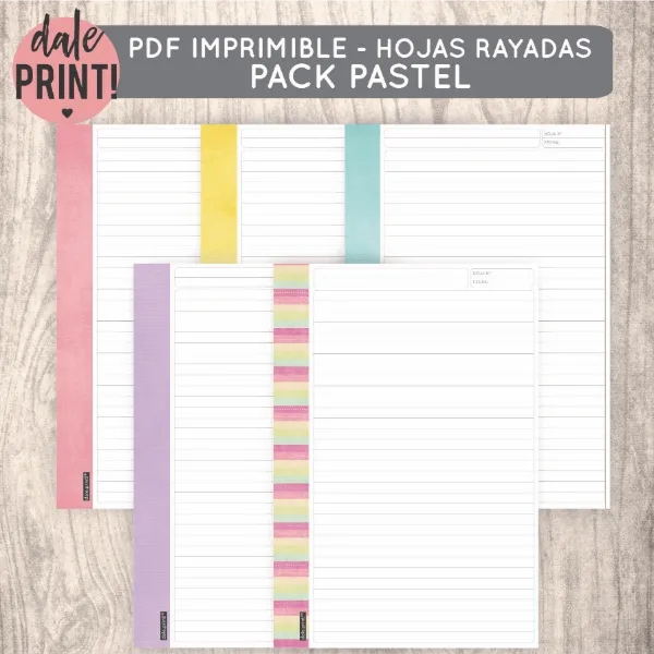 Hojas Rayadas A4 Pdf Imprimible 5 Diseños - Dale Print Hojas Rayadas A4 Pdf Imprimible 5 Diseños - Dale Print