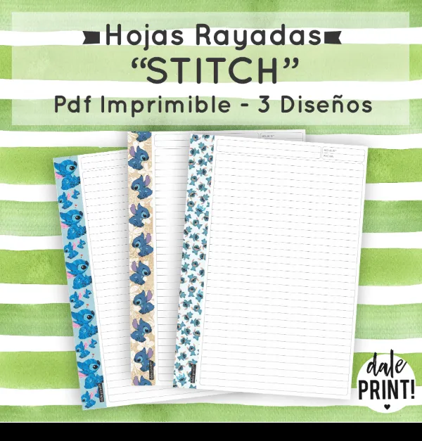 HOJAS RAYADAS CON DISEÑO - PACK STITCH - PDF IMPRIMIBLE - Dale Print HOJAS RAYADAS CON DISEÑO - PACK STITCH - PDF IMPRIMIBLE - Dale Print