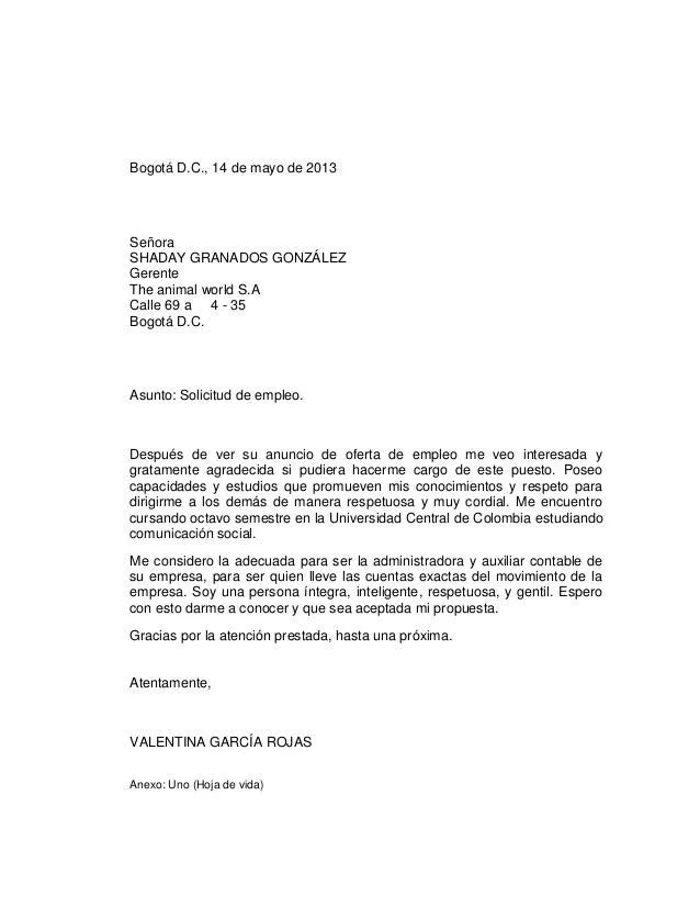 Hojas de vida y cartas en pdf.