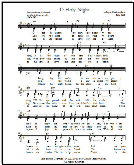 O Holy Night Sheet Music, Chords & Lyrics, Free! O Holy Night Sheet Music, Chords & Lyrics, Free!