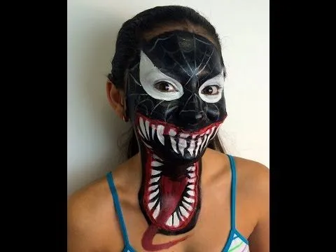 Hombre araña negro en 3D. maquillaje fantasia. "venom" - YouTube Hombre araña negro en 3D. maquillaje fantasia. "venom" - YouTube