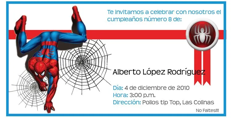 Invitaciónes de el hombre araña gratis - Imagui