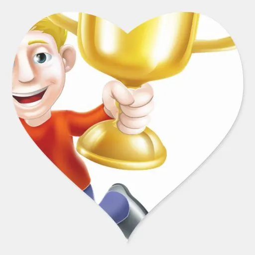 Hombre del dibujo animado y trofeo de los ganadore pegatinas de ...