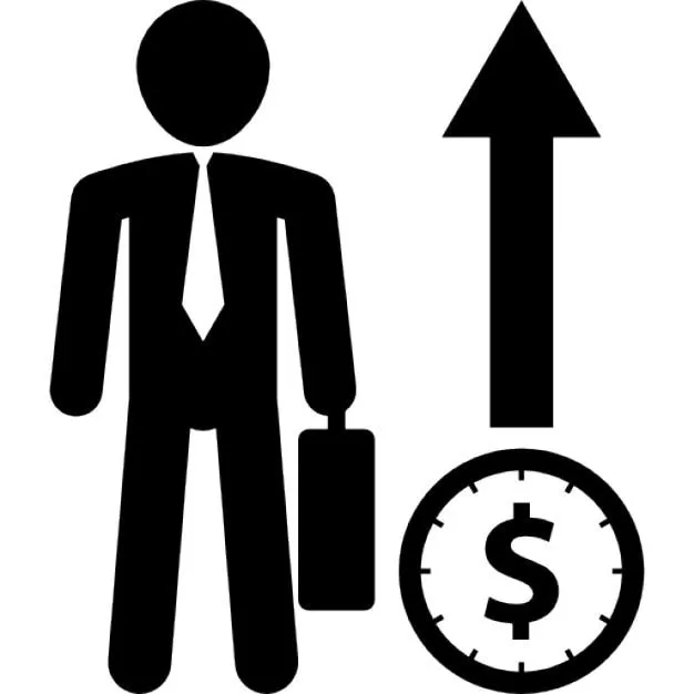 Hombre de negocios con la maleta con el símbolo del dólar y la ... Hombre de negocios con la maleta con el símbolo del dólar y la ...