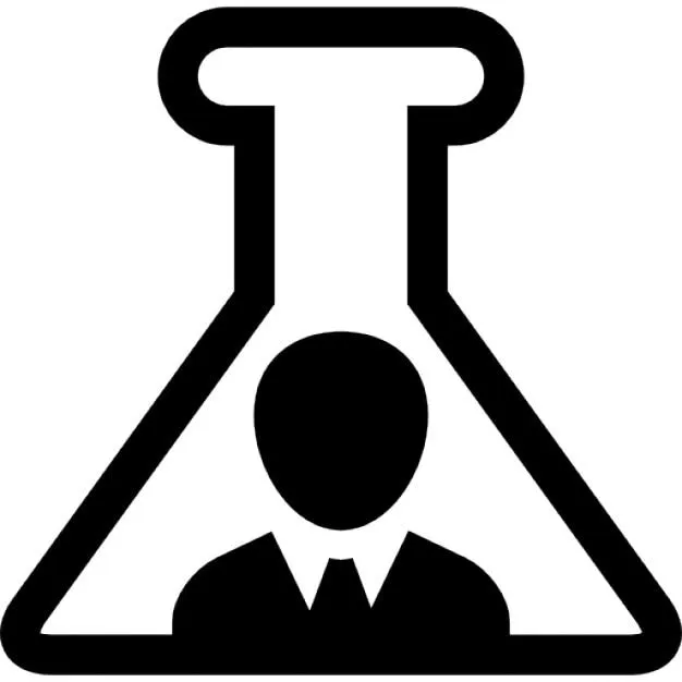 Hombre de negocios en un símbolo de la experimentación frasco de ... Hombre de negocios en un símbolo de la experimentación frasco de ...