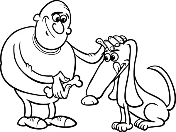 Hombre y el perro de dibujos animados para colorear página ...