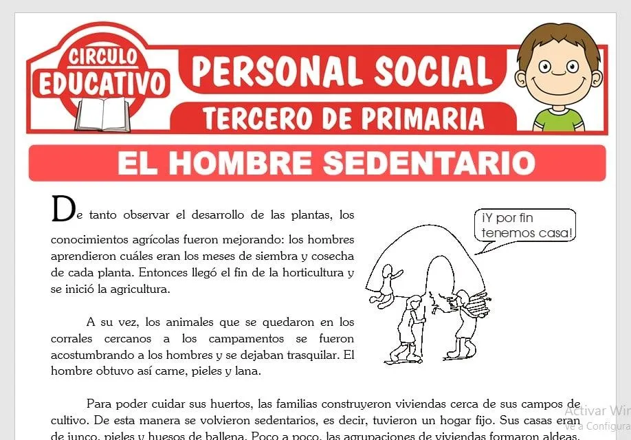 El Hombre Sedentario para Tercero de Primaria – Fichas GRATIS El Hombre Sedentario para Tercero de Primaria – Fichas GRATIS